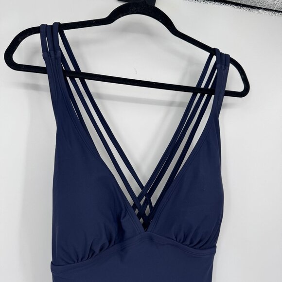 Kona Sol Womens Navy Blue Racerback Coverage One Piece Swimsuit Size XL - Picture 3 of 8